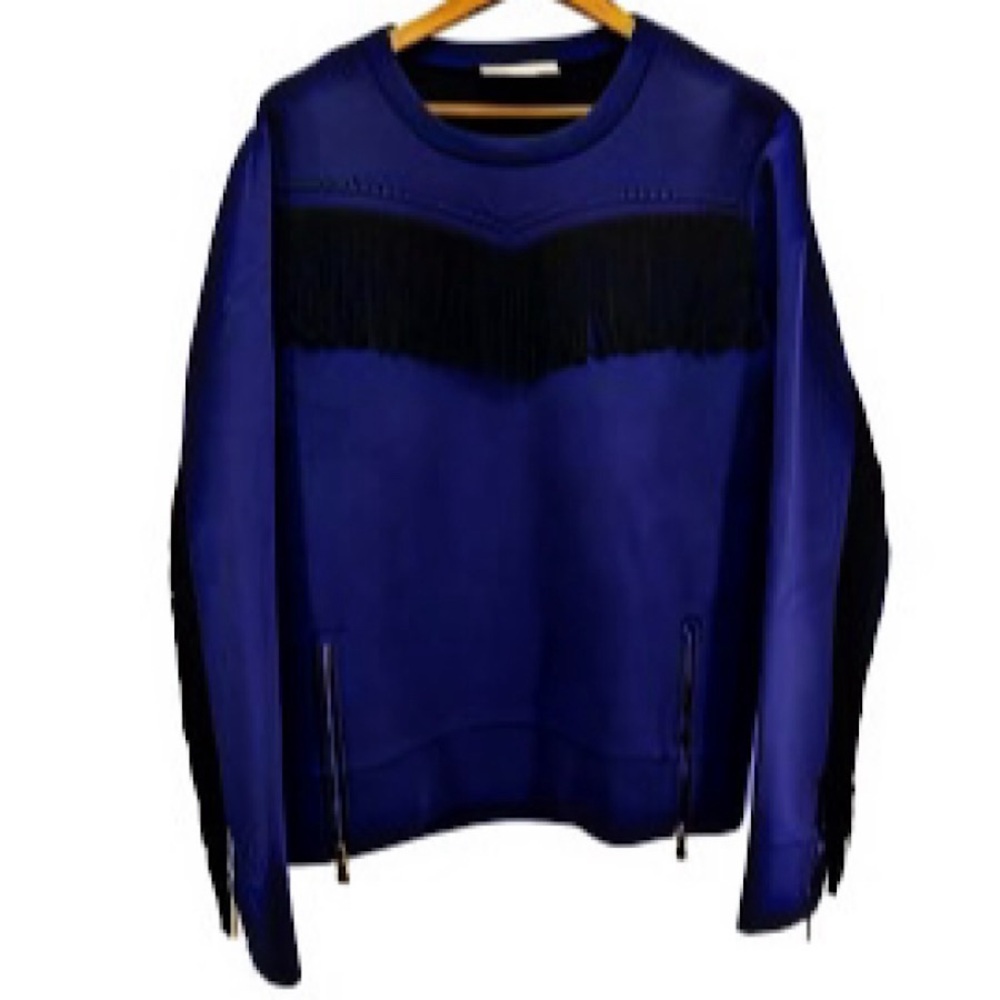 Authentic Gucci Runway Blue Studded Fringed Zip Sleeve & Sides Sweatshirt
